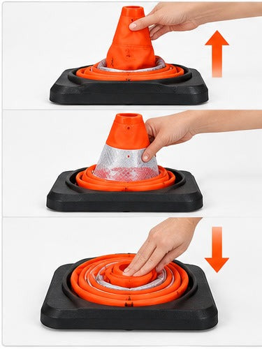 Flexibarrier Cône de chantier pliable 70cm avec Lampe de signalisation intégrée