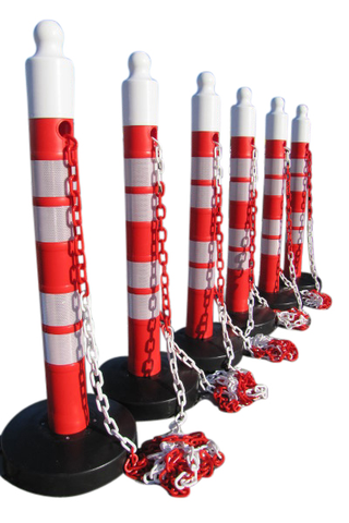 Lot de 6 - Barrière à poteau et chaîne - Maxi Plus - incluant chaîne de 25 m