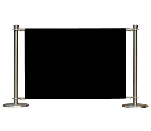 Ensemble de barrières de café Flexibarrier – Argent Premium – 2000mm | Bannière de couleur unie