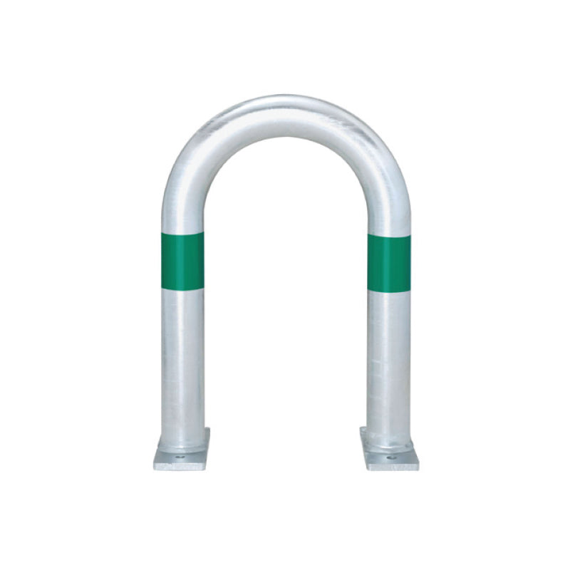 EV Charging Point Protection Guard – Galvanised Steel - Surface Fix, H500 x W360 mm, Green reflective rings