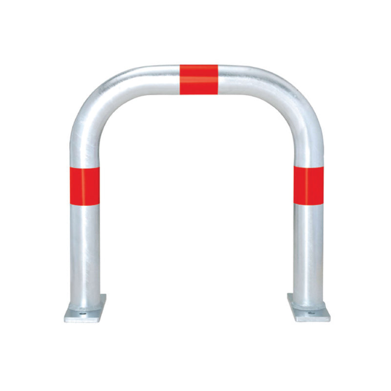 EV Charging Point Protection Guard – Galvanised Steel - Surface Fix, H500 x W500 mm, Red reflective rings