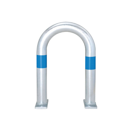 EV Charging Point Protection Guard – Galvanised Steel - Surface Fix, H500 x W360 mm, Blue reflective rings