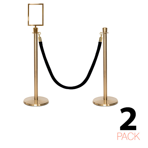 Lot de 2 - Ensemble de poteaux et cordes Flexibarrier - Premium – incl. Porte-affiche A4