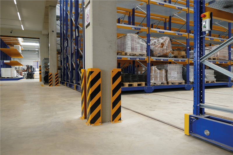 Protection anti-choc pour rayonnage à palettes -Crash Guard- Angle -Renforcé- (forme en L, hauteur 400mm-1200m)