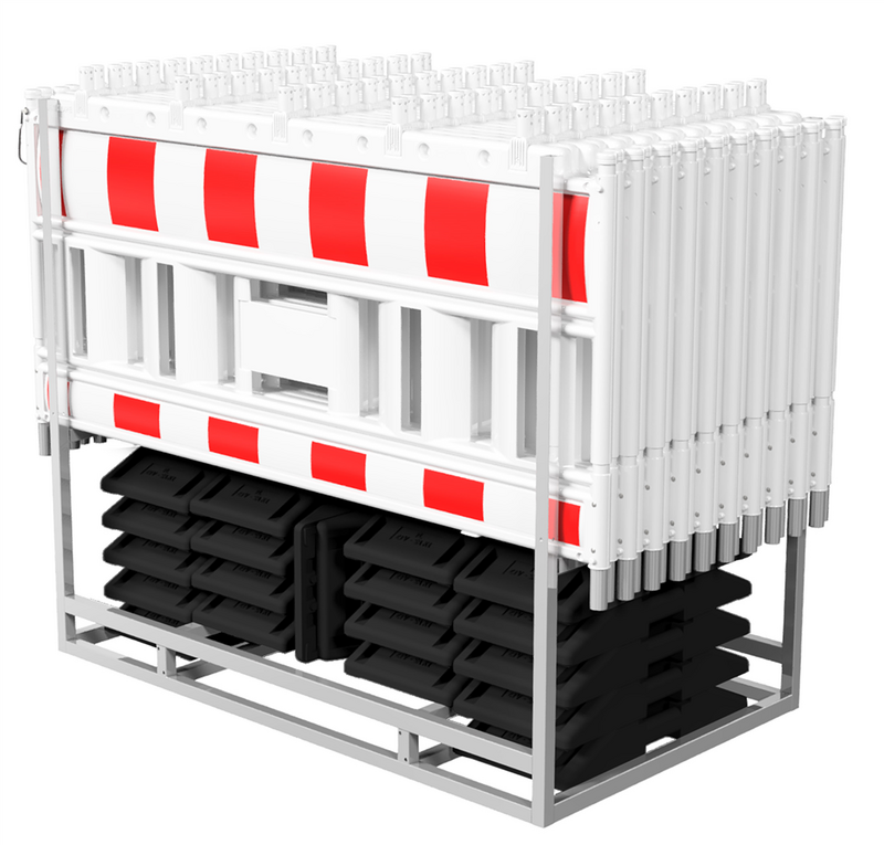Barrière de clôture – NOX Blanc – Ensemble complet de 40 m avec panneaux, plaques de base et rack de transport