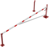 Barrière pivotante avec tube de renfort et corde de traction