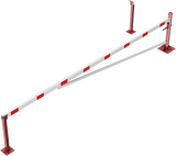 Barrière pivotante avec tube de renfort et corde de traction