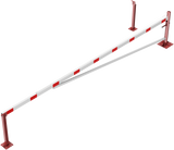 Barrière pivotante avec tube de renfort et corde de traction