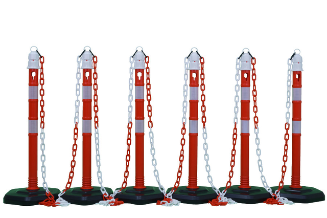 Lot de 6 - Barrière à poteau et chaîne -MultiMax- incluant 15m de chaîne