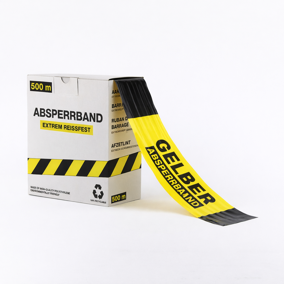 Ruban de signalisation – Texte imprimé personnalisé – 500m x 80mm