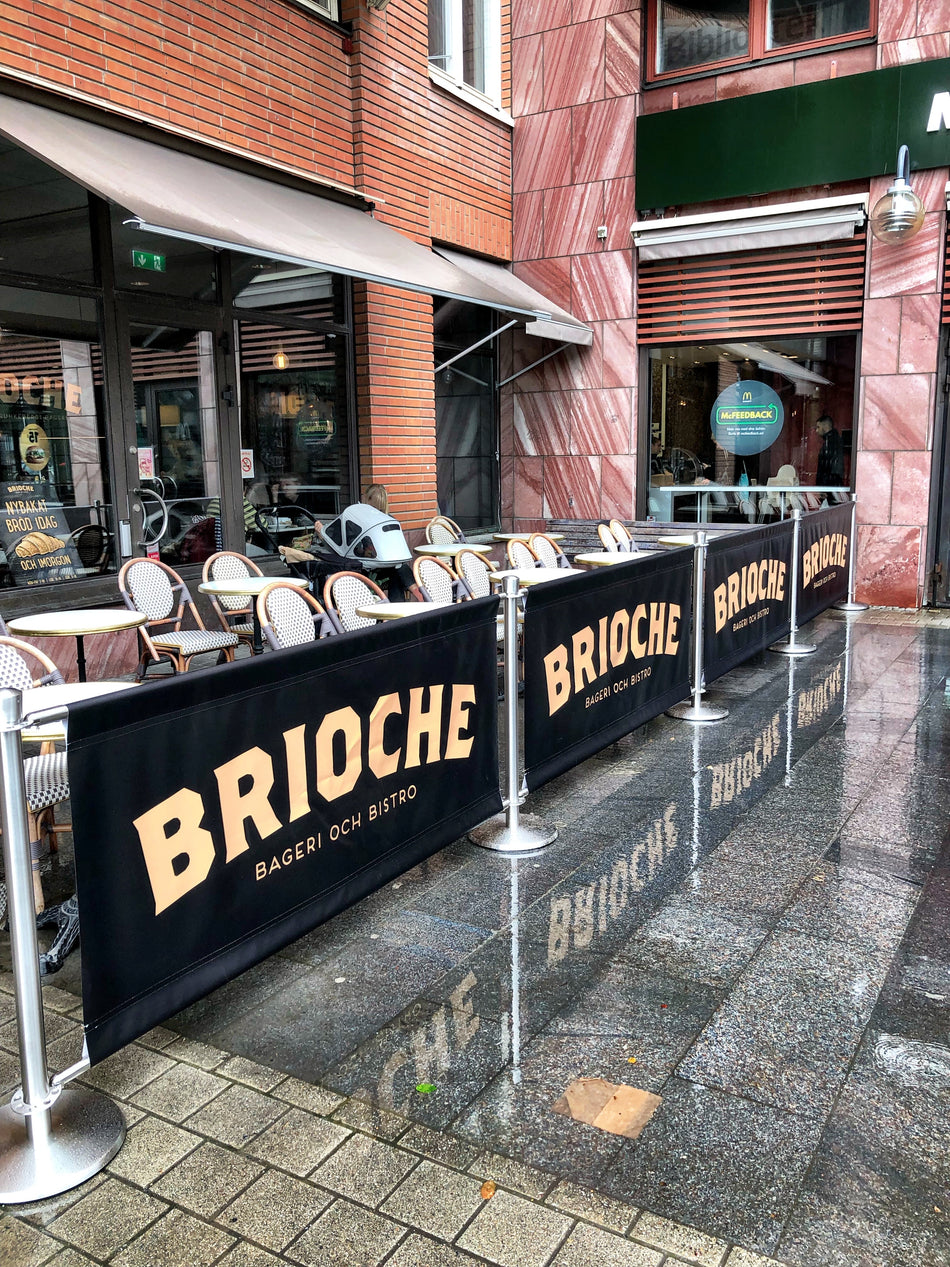 Ensemble de Barrière de Café Flexibarrier – Installation de 16,5 Mètres | Bannières Imprimées Personnalisées