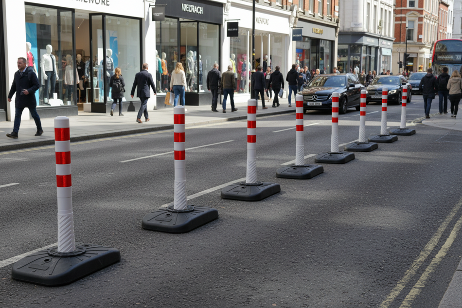 Séparateur de voie avec délinéateur – Diviseur de trafic temporaire