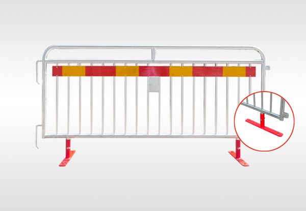 Flexibarrier Barrière anti-émeute - Premium - Pied pivotant, Ensemble complet avec panier de transport (57,5 m)