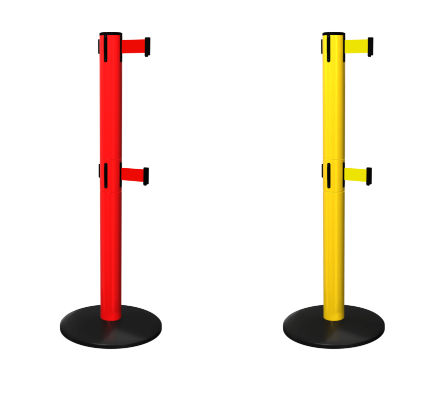 Poteau à sangle FlexiBarrier - Safety Pro Twin - (2x4,9 m sangle)
