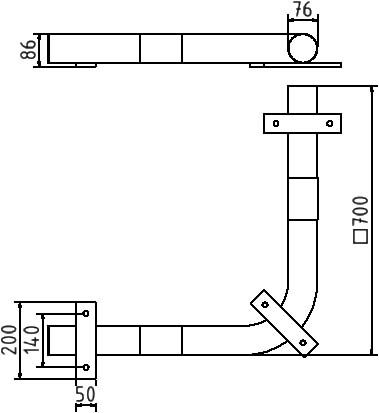Barre antichoc, en équerre - Ø 76 mm, à cheviller