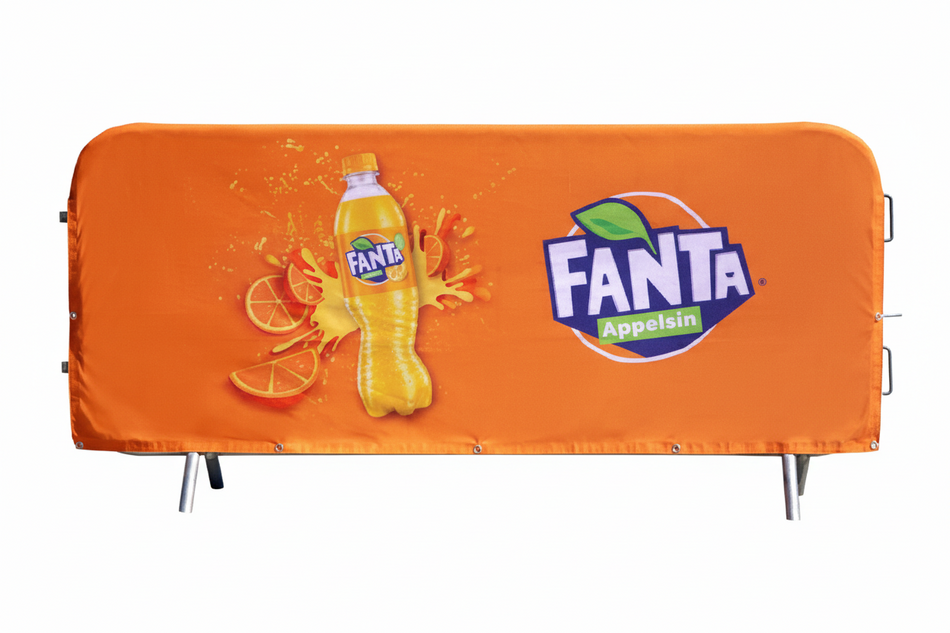 Housse de Barrière de Foule – Textile Premium – Forme Contour – 250 × 80 cm – Impression Personnalisée