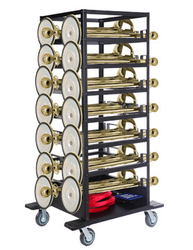 Ensemble de barrières -Expo- 18 poteaux (Or), cordes et chariot de transport