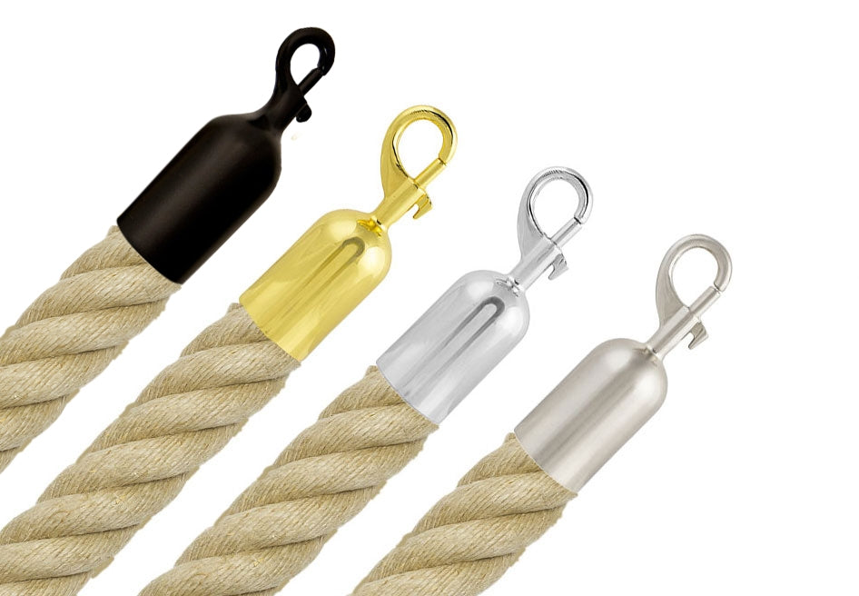 Corde de barrière -Chanvre- avec extrémités à mousqueton (Ø25 ou 35mm)