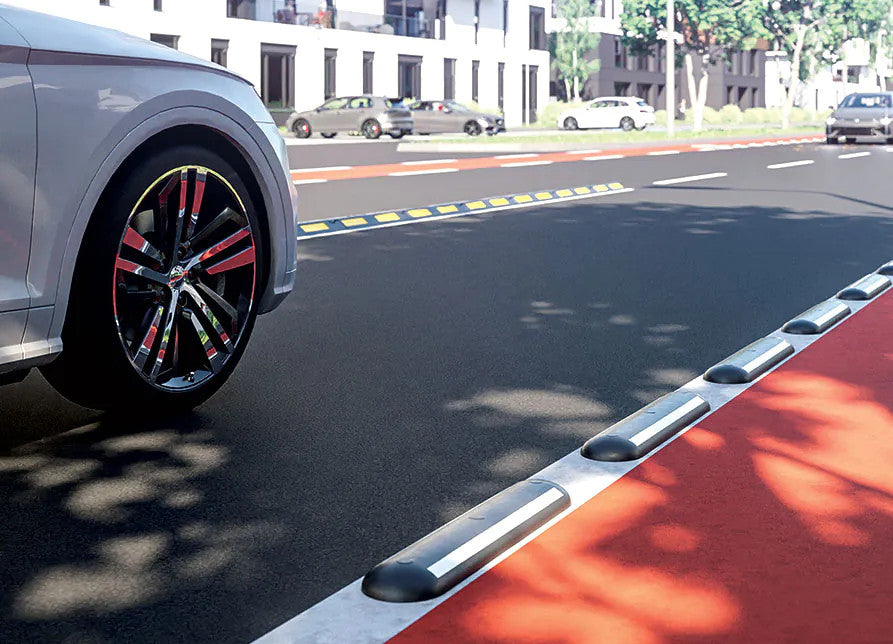 Séparateur de route en caoutchouc -Premium- (disponible en éléments de 700 mm ou 1200 mm)