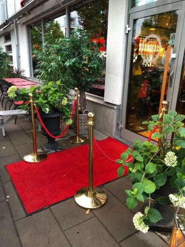 (Lot de 4) - Forfait d'entrée VIP Flexibarrier comprenant des poteaux, des cordes et un tapis