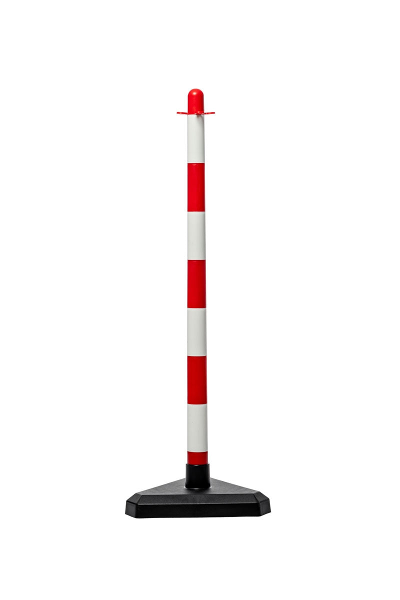 Kit de Barrière à Poteaux et Chaîne -Économique-, 16 Poteaux incl. 25m Chaîne en Plastique (Rouge/Blanc)