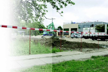 Piquet pour clôture en maille orange/ruban de barrière