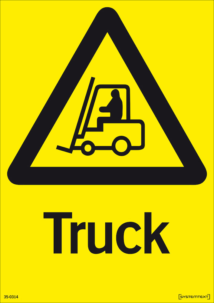 Panneau d'avertissement. Attention chariot élévateur