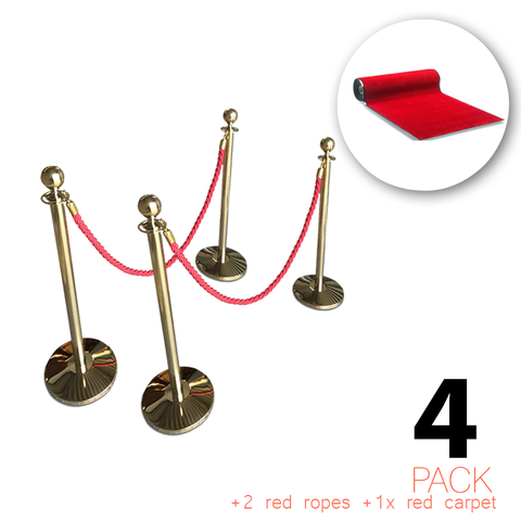 (Lot de 4) - Forfait d'entrée VIP Flexibarrier comprenant des poteaux, des cordes et un tapis